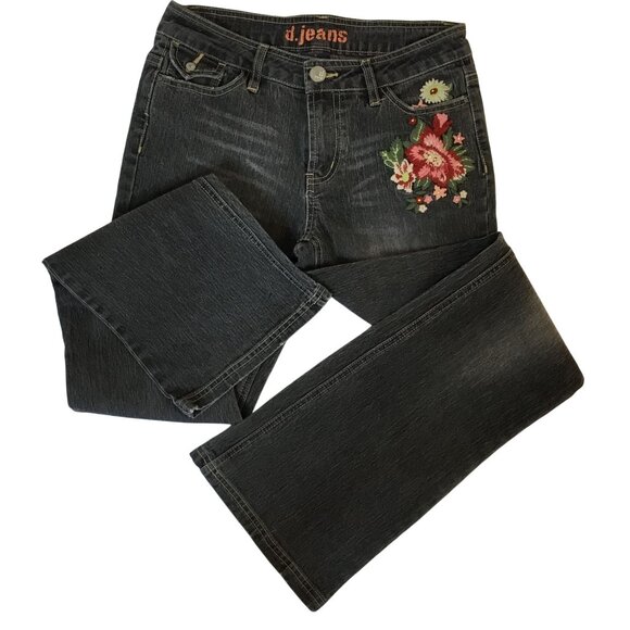 D. Jeans Woman Floral Embroidered Bootcut Denim Y2K Cottagecore Jeans Sz 6 - Picture 1 of 8